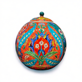 30cm quartz globe jar with pink background medallion and peony’s iznik floral pattern