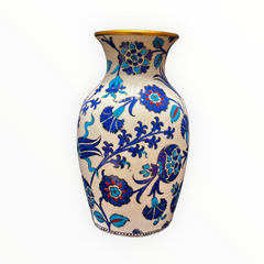 25cm Quartz vase with tulip, carnation and hyacinths iznik floral pattern