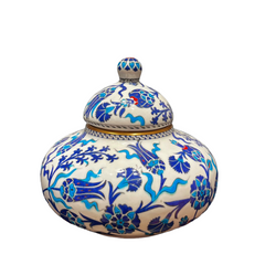 30cm quartz space jar with tulip,carnation and hyacinths iznik floral pattern