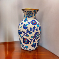 25cm Quartz vase with tulip, carnation and hyacinths iznik floral pattern