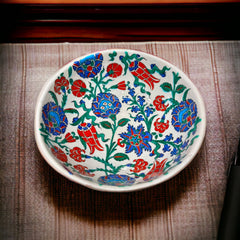 28cm Quartz Bowl with iznik Floral Pattern