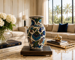 25 cm Handmade Iznik Ceramic Vase, Ottoman Art Vase, Turkish Pottery, Luxury Home Decor, Hand Painted Floral Vase, Turkish Ceramic