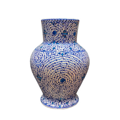 35cm quartz vase with tugrakesh goldenhorn iznik pattern