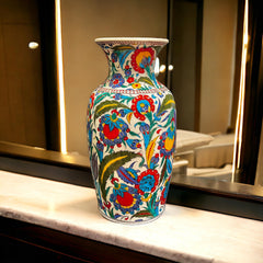 40cm Quartz Vase with Iznik Floral Pattern