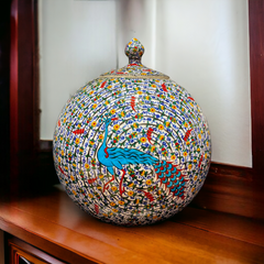 30cm quartz globe jar with tezhip pattern