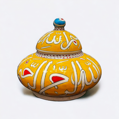 20cm quartz jar with yellow background calligraphy jar