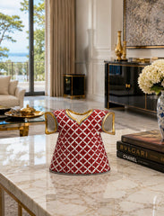 Handcrafted Iznik Quartz Ceramic Kaftan Vase | Red & Gold Ottoman Decor | Turkish Art Sculpture | Luxury Home Decor | Unique Gift