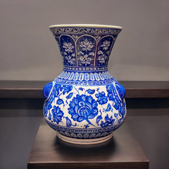 25cm quartz candle vase with lotus and rumi iznik pattern