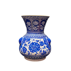 25cm quartz candle vase with lotus and rumi iznik pattern