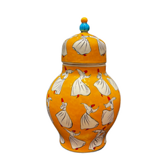 35cm quartz vase with yellow background whirling dervish pattern