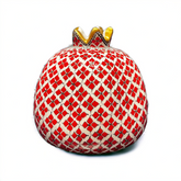 20cm quartz pomegranate with red geometric clover pattern
