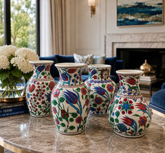 Handcrafted Iznik Vase Collection – Floral Quartz Ceramic Set