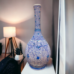 50cm quartz vase with tugrakesh goldenhorn iznik pattern