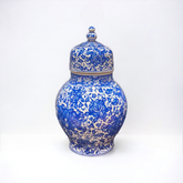35cm quartz vase with blue white lotus and rumi classic iznik pattern