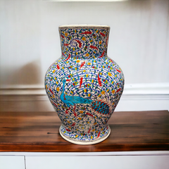 35cm quartz vase with peacock and tezhip pattern