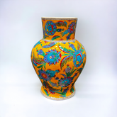 35cm quartz yellow vase with phoenix and peony flowers iznik floral pattern