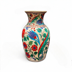 25cm quartz vase with rose, tulips and daisy iznik floral pattern