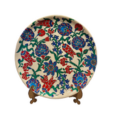 32cm Quartz plate with tulips hyacinths and peony iznik pattern