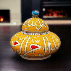 20cm quartz jar with yellow background calligraphy jar