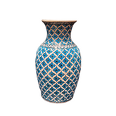 25cm quartz vase with Seljuks turquoise clover iznik pattern