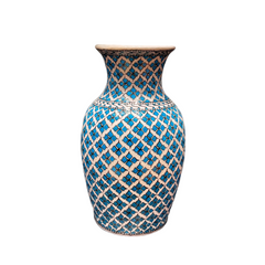 25cm quartz vase with Seljuks turquoise clover iznik pattern