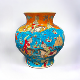 25cm Quartz vase with Miniature polo game sceen pattern