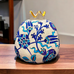 20cm quartz pomegranate with tulip, hyacinths and pomegranate flowers iznik floral pattern