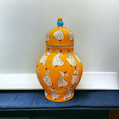 35cm quartz vase with yellow background whirling dervish pattern