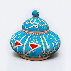 20cm quartz jar with turquoise background islamic calligraphy pattern