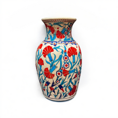 25cm Quartz vase with carnations and daisy iznik classic floral pattern