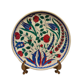32cm Quartz plate with iznik tulip and rose pattern
