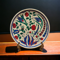 32cm Quartz plate with iznik tulip and rose pattern