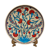 32cm quartz plate with carnation and daisy iznik floral pattern