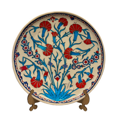 32cm quartz plate with carnation and daisy iznik floral pattern