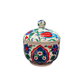 15cm quartz jar with lid tulip and daisy iznik floral pattern