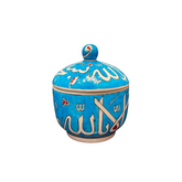 15cm quartz jar with lid turquoise background calligraphy pattern