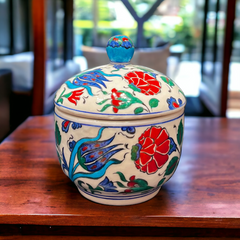 15cm quartz jar with lid classic iznik floral tulip and rose pattern