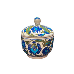 15cm quartz jar with lid classic iznik damascus pattern