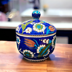 15cm quartz jar with lid classic iznik floral pattern