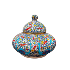 22cm quartz jar with peacook and tezhip pattern