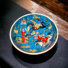 28cm quartz bowl with Ottoman miniature hunting sceen pattern