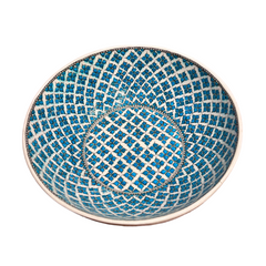 28cm quartz bowl with seljuks geometrical clover pattern