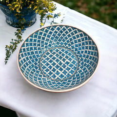 28cm quartz bowl with seljuks geometrical clover pattern