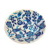 30cm quartz deep bowl with blue turquoise tulips,lily,pomegranate flower,hyacinths,carnation pattern