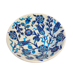 30cm quartz deep bowl with blue turquoise tulips,lily,pomegranate flower,hyacinths,carnation pattern