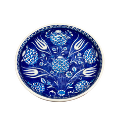 25cm Quartz bowl with tulip and pomegranate floral iznik pattern