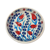 22cm quartz bowl with tulips and hyacinths iznik floral pattern