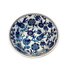 22cm quartz deep bowl with blue turquoise tulips,lily,pomegranate flower,hyacinths,carnation pattern