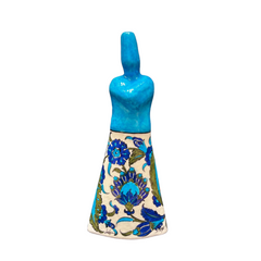 30cm quartz whirling dervish figure with iznik Damascus peony flower pattern
