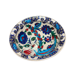 20cm quartz bowl with iznik floral tulip and peony pattern